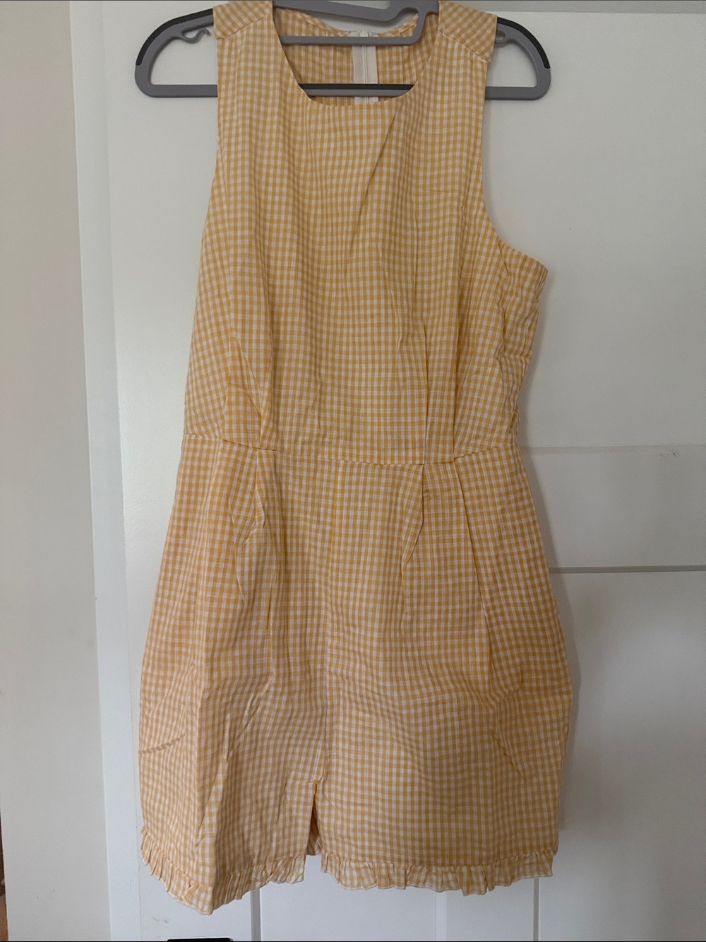 Women's Sleeveless Gingham Romper in Yellow
